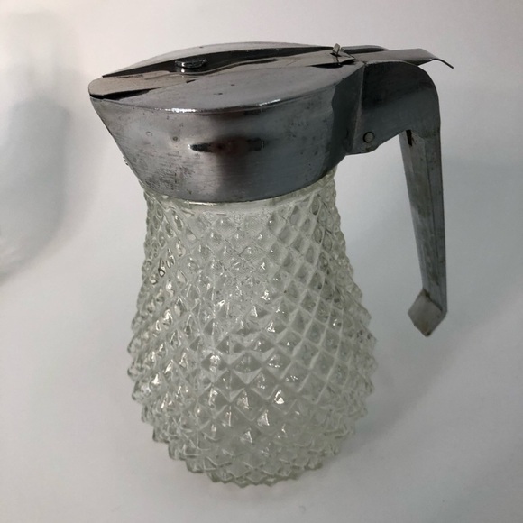 Diamond point Vintage cut glass sugar creamer 0929 cinnamon holder grace mcm - Picture 4 of 8